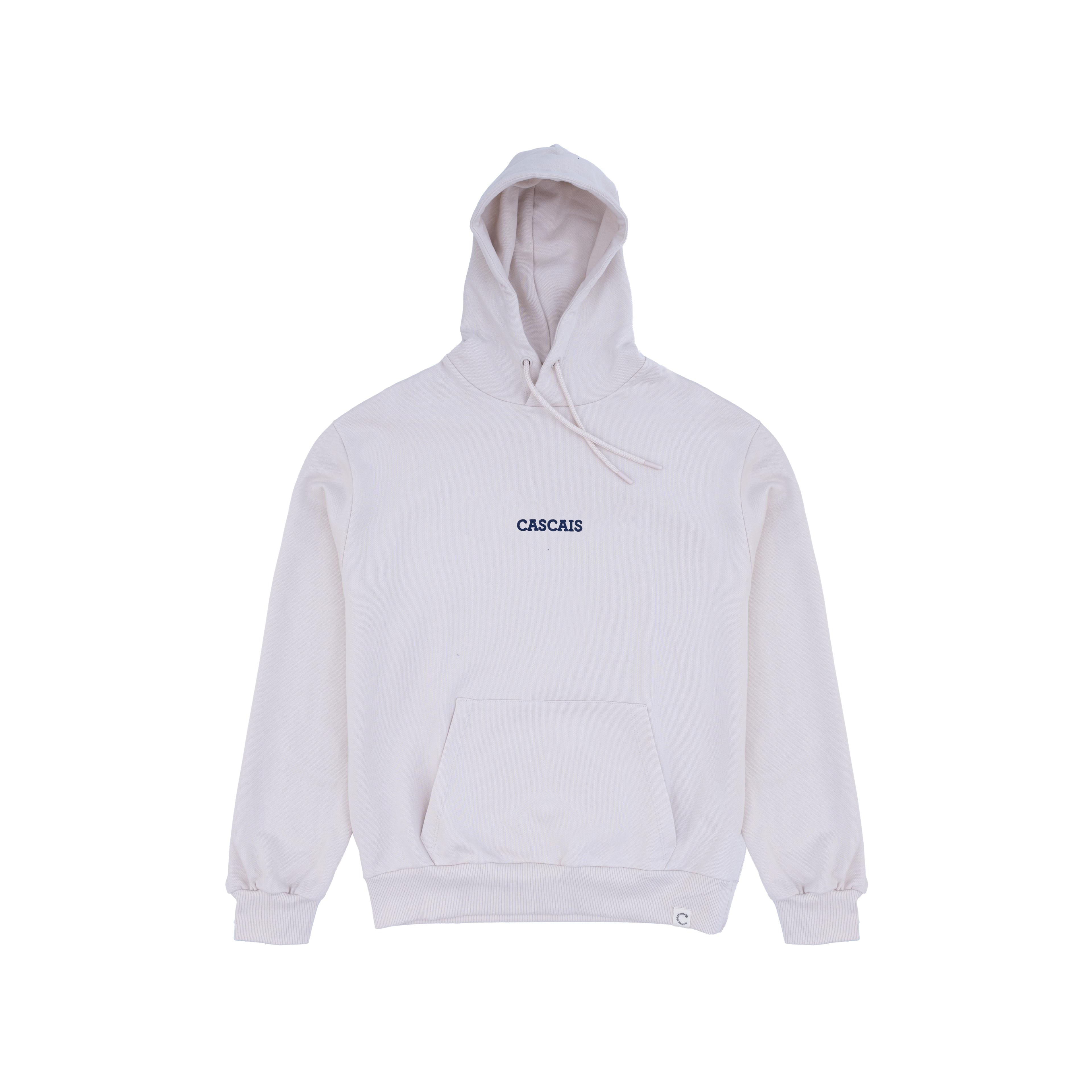 Hoodie - White - Cascais Blue Embroidered